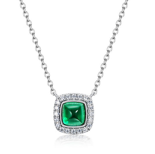 Sugarloaf Emerald Necklace in Silver | Ohcara Jewelry