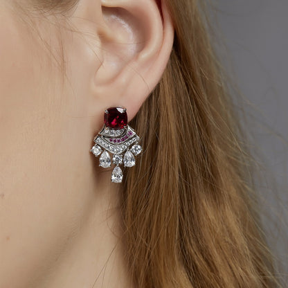 Lab Ruby Earring