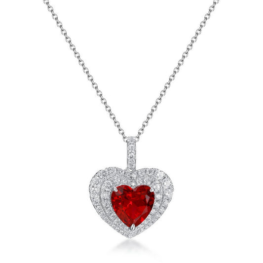 Heart Shape Lab Created Ruby Emerald necklace