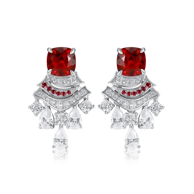 Lab Ruby Earring