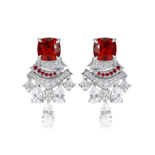 Lab Ruby Earring