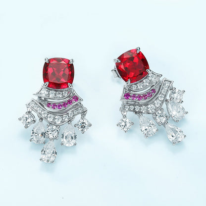 Lab Ruby Earring