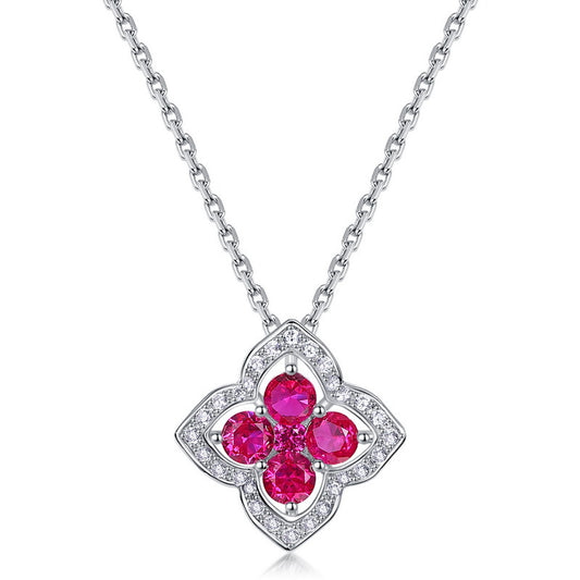 Lab Created Ruby Nature Inspired Necklace | Ohcara Jewelry