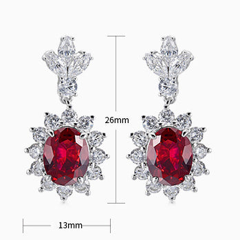 Perfect July Born Jewelry | Ruby and Diamonds in Silver Drop Earrings | Ohcara Jewelry