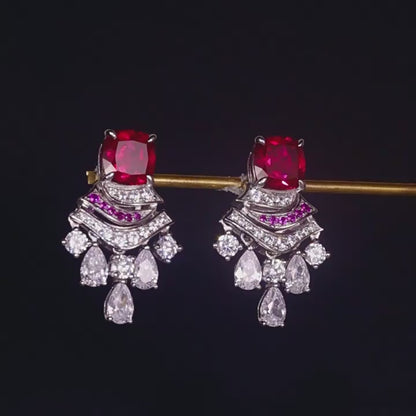 Lab Ruby Earring